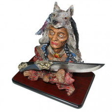 Native American Themed Knive and Stand (WK039)