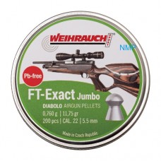 Weihrauch FT Exact Jumbo Pb lead free diabolos .22 calibre 5.5mm 11.75 Grains tin of 200