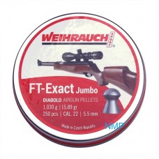 Weihrauch FT Exact Jumbo .22 calibre 5.53mm 15.89 Grains Air Rifle Gun Pellets 250 tin